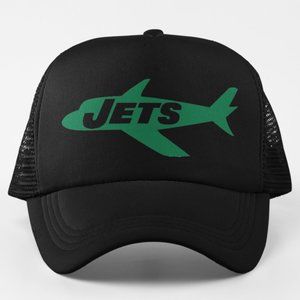 NEW York Jets 1963 Retro Airplane Logo Foam Trucker Mesh Snapback Hat BLACK